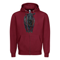 Burgundy black angus cattle Zipper Hoodie - RanaPortraitStore