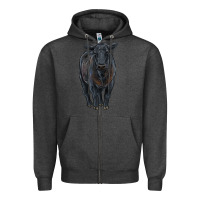 Charcoal Heather black angus cattle Zipper Hoodie - RanaPortraitStore