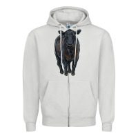 Dove Grey black angus cattle Zipper Hoodie - RanaPortraitStore