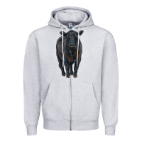 Heather Grey black angus cattle Zipper Hoodie - RanaPortraitStore
