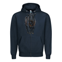 Navy black angus cattle Zipper Hoodie - RanaPortraitStore