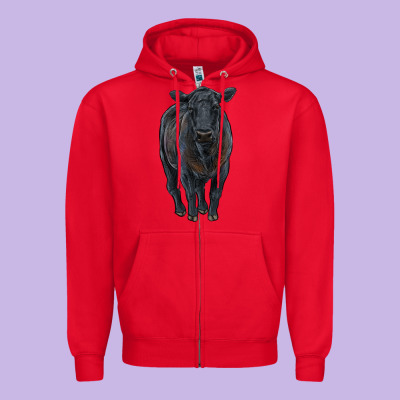 Black Angus Cattle Zipper Hoodie Designed By Ranaportraitstore