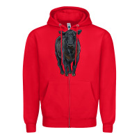 Red black angus cattle Zipper Hoodie - RanaPortraitStore