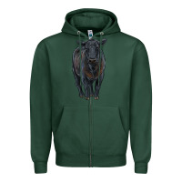 Sports Green black angus cattle Zipper Hoodie - RanaPortraitStore