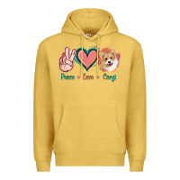 Antique Gold Peace Love Corgi Premium Hoodie - Jasminsmagicworld