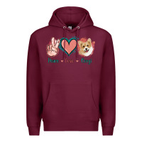 Burgundy Peace Love Corgi Premium Hoodie - Jasminsmagicworld