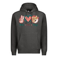 Charcoal Heather Peace Love Corgi Premium Hoodie - Jasminsmagicworld