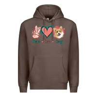 Coffee Peace Love Corgi Premium Hoodie - Jasminsmagicworld