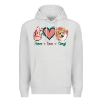 Dove Grey Peace Love Corgi Premium Hoodie - Jasminsmagicworld