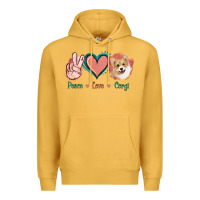 Mustard Peace Love Corgi Premium Hoodie - Jasminsmagicworld