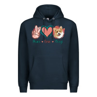 Navy Peace Love Corgi Premium Hoodie - Jasminsmagicworld