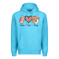 Ocean Blue Peace Love Corgi Premium Hoodie - Jasminsmagicworld