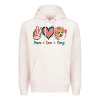 Pale Pink Peace Love Corgi Premium Hoodie - Jasminsmagicworld