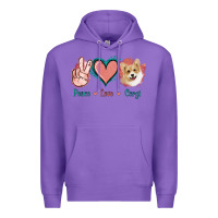 Purple Peace Love Corgi Premium Hoodie - Jasminsmagicworld