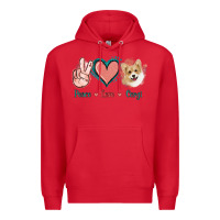 Red Peace Love Corgi Premium Hoodie - Jasminsmagicworld