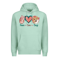 Seafoam Peace Love Corgi Premium Hoodie - Jasminsmagicworld