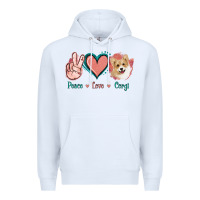 White Peace Love Corgi Premium Hoodie - Jasminsmagicworld