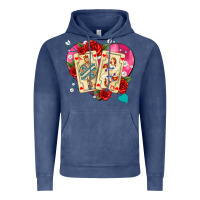Vintage Denim playing cards roses and pearls Vintage Hoodie - AdoDesignShop