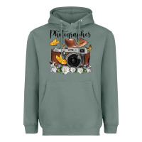 Sage photographer floral butterfly film roll vintage camera Heavyweight Hoodie - FaDigitalArtStudio
