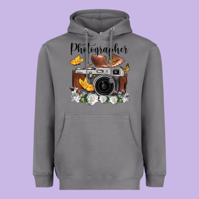 Photographer Floral Butterfly Film Roll Vintage Camera Heavyweight Hoodie Designed By Fadigitalartstudio