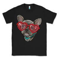 Black french bulldog with love glasses Classic Tee - RanaPortraitStore