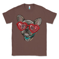 Chestnut french bulldog with love glasses Classic Tee - RanaPortraitStore