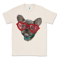 Natural french bulldog with love glasses Classic Tee - RanaPortraitStore