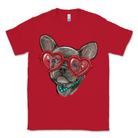 Red french bulldog with love glasses Classic Tee - RanaPortraitStore