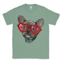 Sage french bulldog with love glasses Classic Tee - RanaPortraitStore