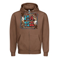 Chestnut baseball mama with leopard Zipper Hoodie - Zillion Design Studio