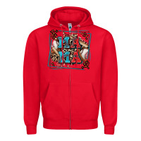 Red baseball mama with leopard Zipper Hoodie - Zillion Design Studio