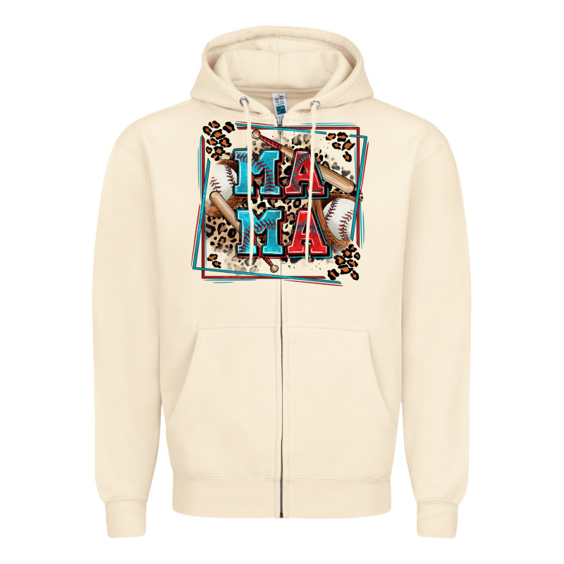 Baseball Mama With Leopard Zipper Hoodie by Zillion Design Studio | Teevron