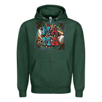 Sports Green baseball mama with leopard Zipper Hoodie - Zillion Design Studio