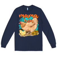 Navy mama hen with sunflowers Long Sleeve Tee - texasbilliewilder