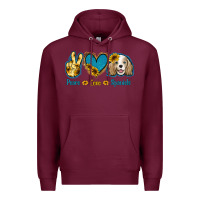Burgundy Peace Love Cocker Spaniel Premium Hoodie - Jasminsmagicworld