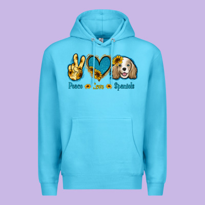 Peace Love Cocker Spaniel Premium Hoodie Designed By Jasminsmagicworld