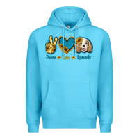 Ocean Blue Peace Love Cocker Spaniel Premium Hoodie - Jasminsmagicworld