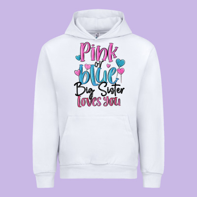 Pink Or Blue Big Sister Loves You Urban Hoodie Designed By Maliassmallbusiness
