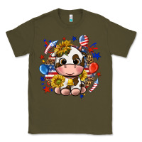 Army Green cute cow fourth of july Classic Tee - texasbilliewilder