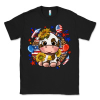 Black cute cow fourth of july Classic Tee - texasbilliewilder
