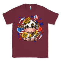 Burgundy cute cow fourth of july Classic Tee - texasbilliewilder