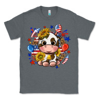 Charcoal Heather cute cow fourth of july Classic Tee - texasbilliewilder