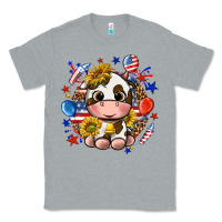 Heather Grey cute cow fourth of july Classic Tee - texasbilliewilder