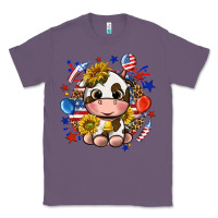 Lavender cute cow fourth of july Classic Tee - texasbilliewilder