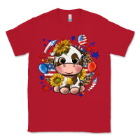 Red cute cow fourth of july Classic Tee - texasbilliewilder