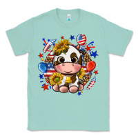 Seafoam cute cow fourth of july Classic Tee - texasbilliewilder