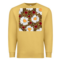 Antique Gold valentines day daisy and leopard seamless pattern Premium Sweatshirt - BundleAndBundleShop
