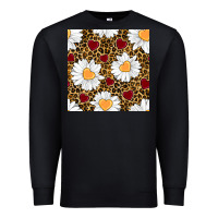 Black valentines day daisy and leopard seamless pattern Premium Sweatshirt - BundleAndBundleShop