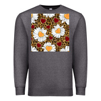 Charcoal Heather valentines day daisy and leopard seamless pattern Premium Sweatshirt - BundleAndBundleShop