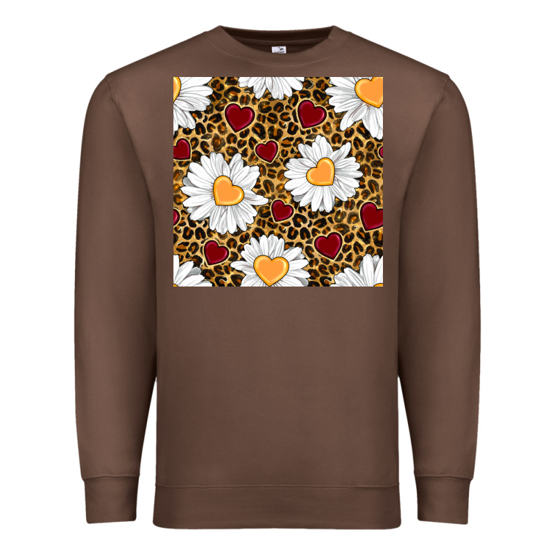 Valentines Day Daisy And Leopard Seamless Pattern Premium Sweatshirt by BundleAndBundleShop | Teevron